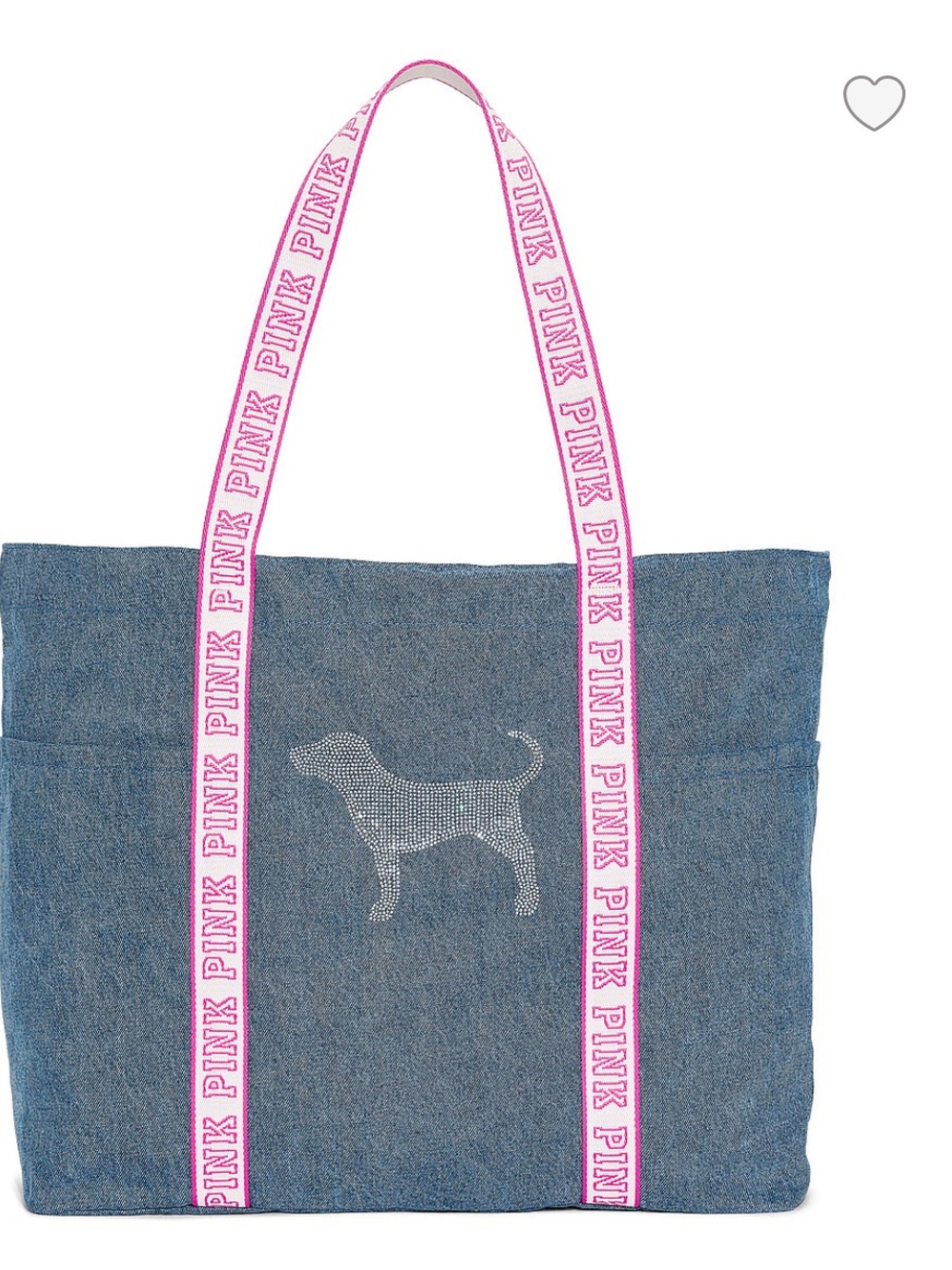 PINK Victoria's Secret Blue Denim Tote with Pink Logo Straps brand new